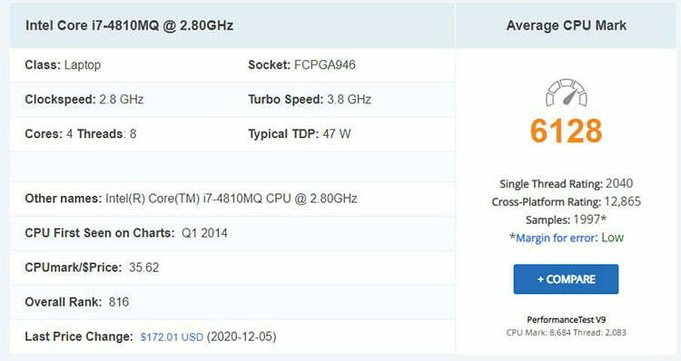 مشخصات پردازنده لپ تاپ استوک HP Zbook 15 G2 Workstation Core i7