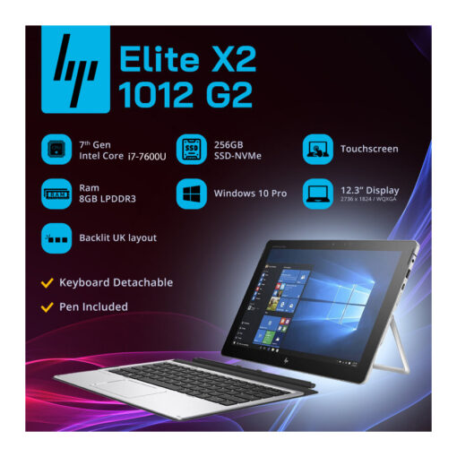 قیمت لپ تاپ استوک HP Elite X2 1012 G2 Core i7 – 7600U – 8 GB Ram – 256GB SSD – intel HD 620 – 12.3 inch – Touch