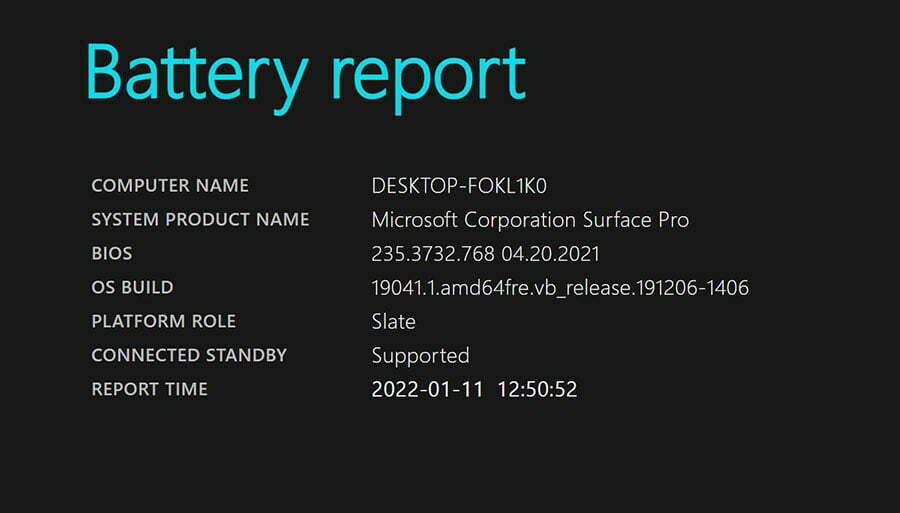 Battery report