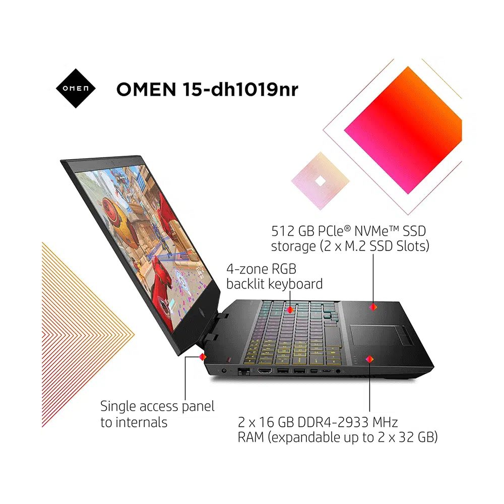 لپ تاپ HP Omen 15 i7 9750H, 16GB Ram, 512GB SSD, 4GB Nvidia GTX 1650