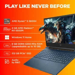 لپ تاپ HP Victus 15 Ryzen 5 5600H/8GB/ 1TB/4GB RTX 6500